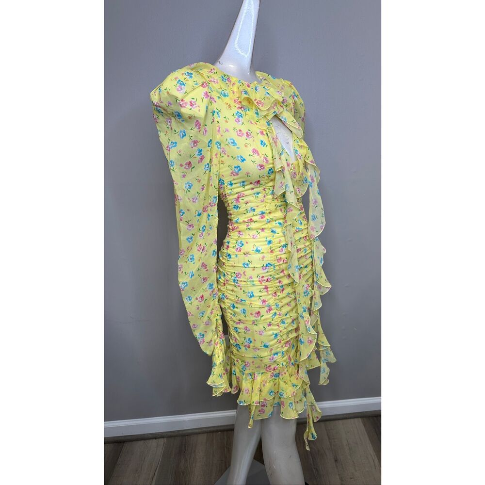 ALESSANDRA RICH Violet cutout ruffled floral-print silk-georgette mini dress IT3 - Picture 8 of 12